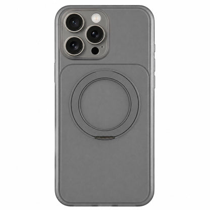For iPhone 15 Pro Skin Feel Frosted Liquid Silicone 360 Rotating Holder Magnetic Phone Case - Gray - EDA009818808D