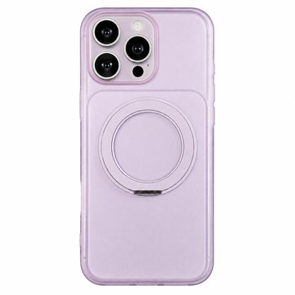 For iPhone 15 Pro Skin Feel Frosted Liquid Silicone 360 Rotating Holder Magnetic Phone Case - Purple - EDA009818808F