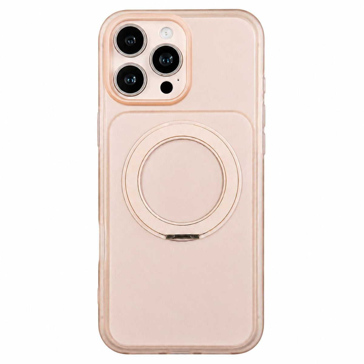 For iPhone 14 Pro Max Skin Feel Frosted Liquid Silicone 360 Rotating Holder Magnetic Phone Case - Pink - EDA009818810B
