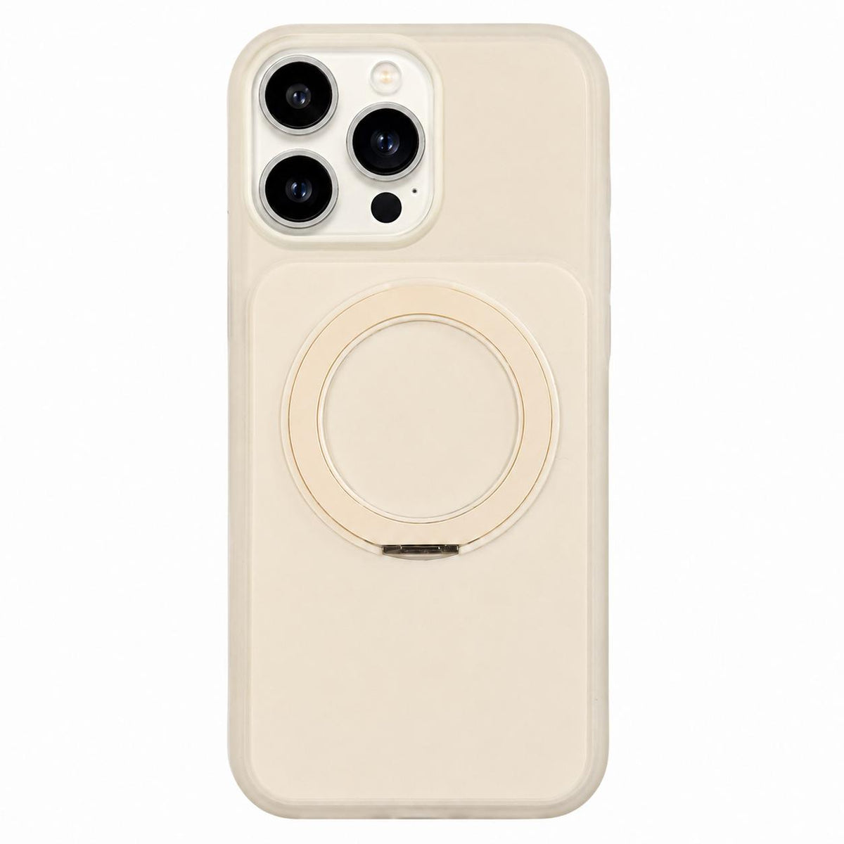 For iPhone 14 Pro Max Skin Feel Frosted Liquid Silicone 360 Rotating Holder Magnetic Phone Case - White - EDA009818810C