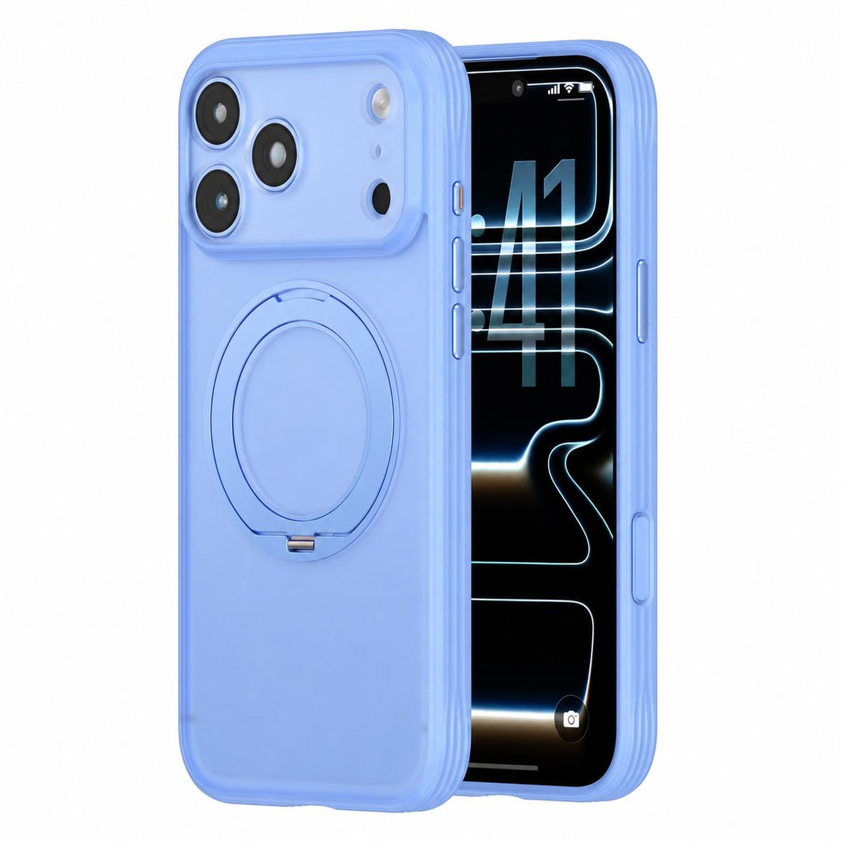 For iPhone 17 Pro Max Textured Non-slip Shockproof Magnetic Phone Case with Holder - Sky Blue - EDA009818901E
