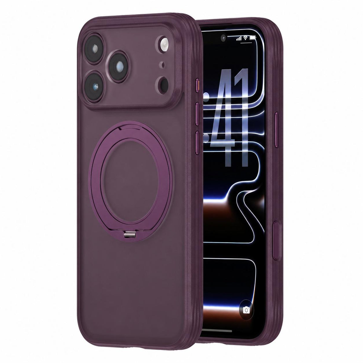 For iPhone 17 Pro Max Textured Non-slip Shockproof Magnetic Phone Case with Holder - Purple - EDA009818901F
