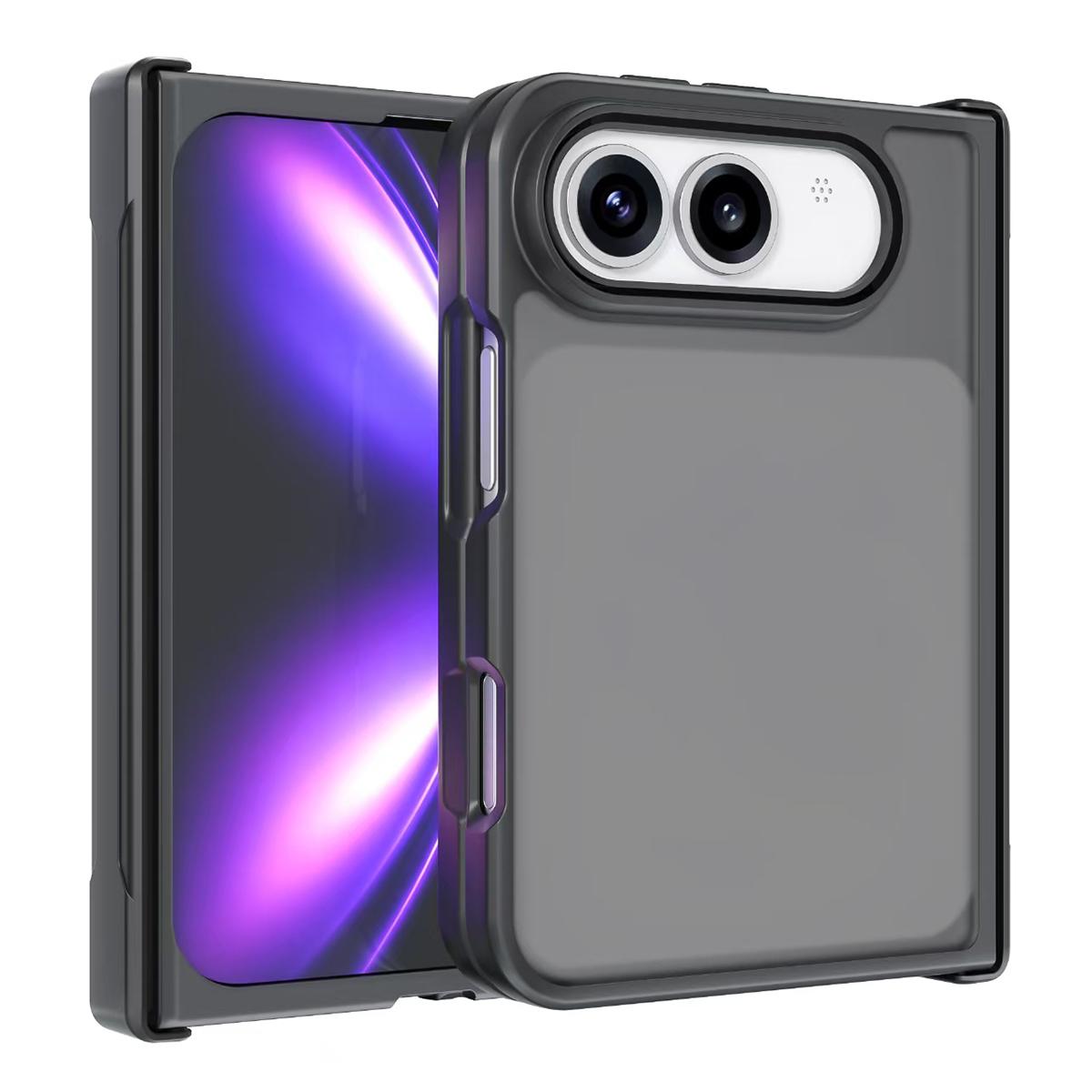 For iPhone Duo Armor Big Pore PC Hybrid TPU Phone Case - Frosted Black - EDA009819001A