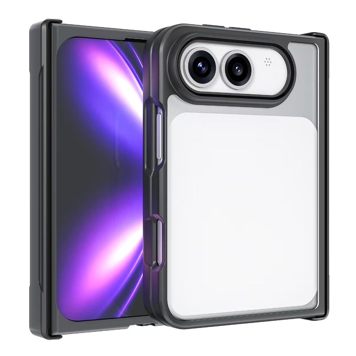 For iPhone Duo Armor Big Pore PC Hybrid TPU Phone Case - Transparent - EDA009819101A