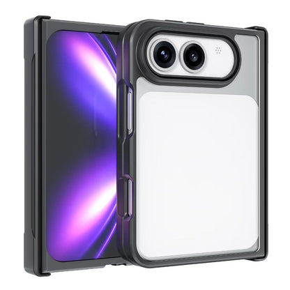For iPhone Duo Armor Big Pore PC Hybrid TPU Phone Case - Transparent - EDA009819101A