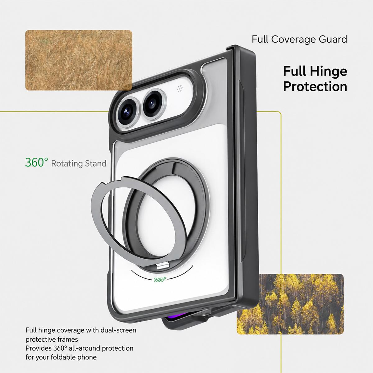 For iPhone Duo Armor Magnetic Holder PC Hybrid TPU Phone Case - Transparent - EDA009819301B