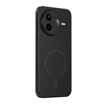 For Redmi K80 Goatskin Vegan Leather Magnetic Phone Case - Black - EDA009820001B