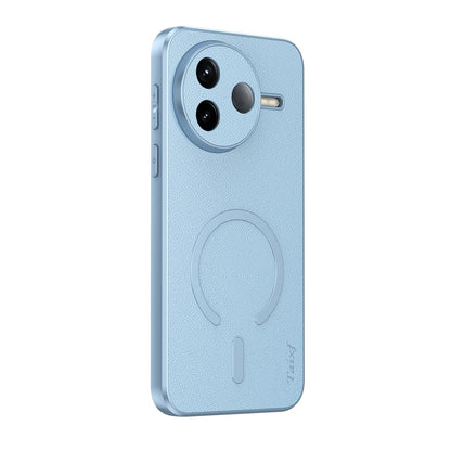For Redmi K80 Goatskin Vegan Leather Magnetic Phone Case - Blue - EDA009820001C