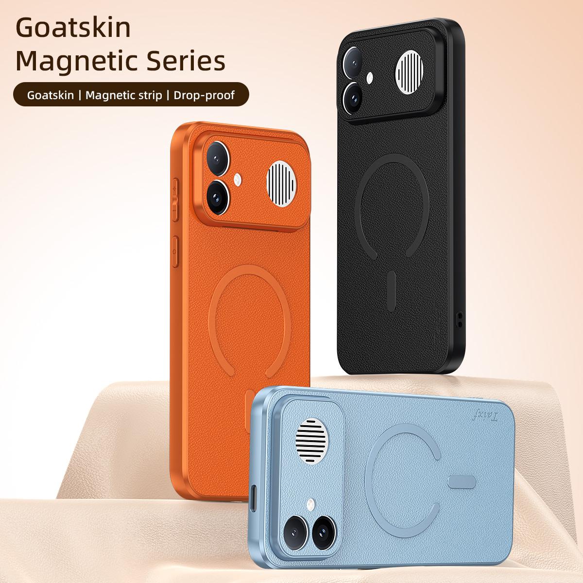 For Redmi K90 Ultra 5G Goatskin Vegan Leather Magnetic Phone Case(Orange)
