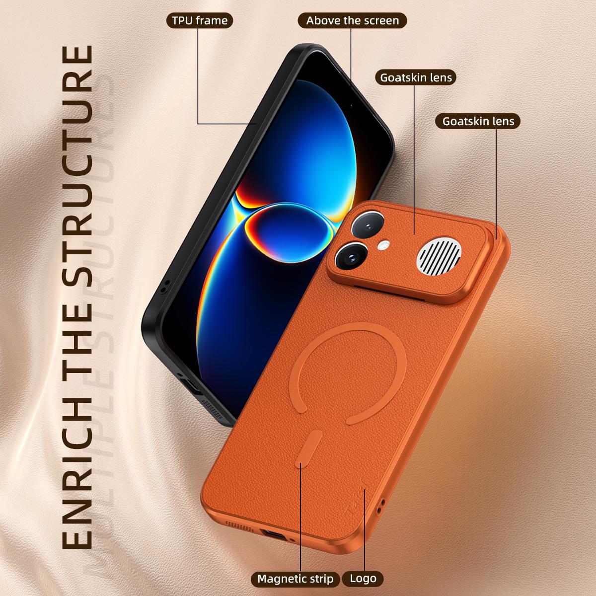 For Redmi K90 Ultra 5G Goatskin Vegan Leather Magnetic Phone Case(Blue)