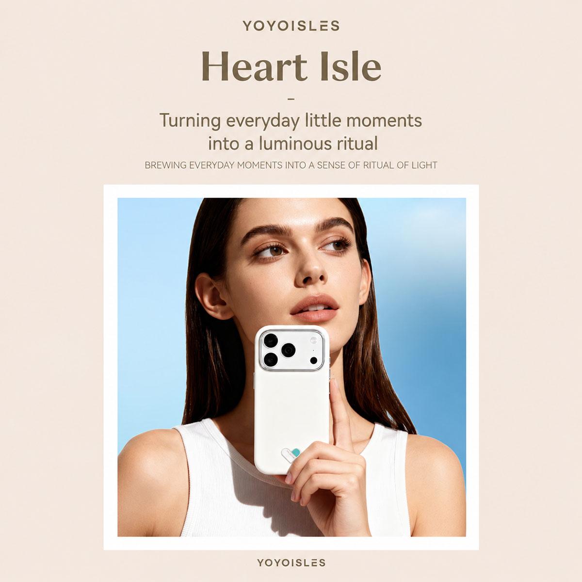 For iPhone 17 Pro Max YOYOISLES Heart Island Series Electroplated PC Hybrid PU Phone Case - White - EDA009820901A