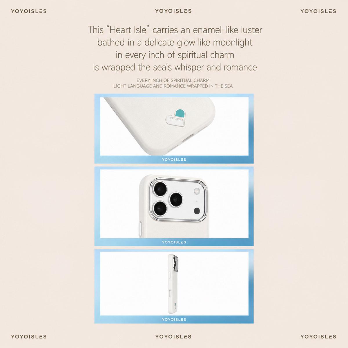 For iPhone 17 Pro Max YOYOISLES Heart Island Series Electroplated PC Hybrid PU Phone Case - White - EDA009820901A