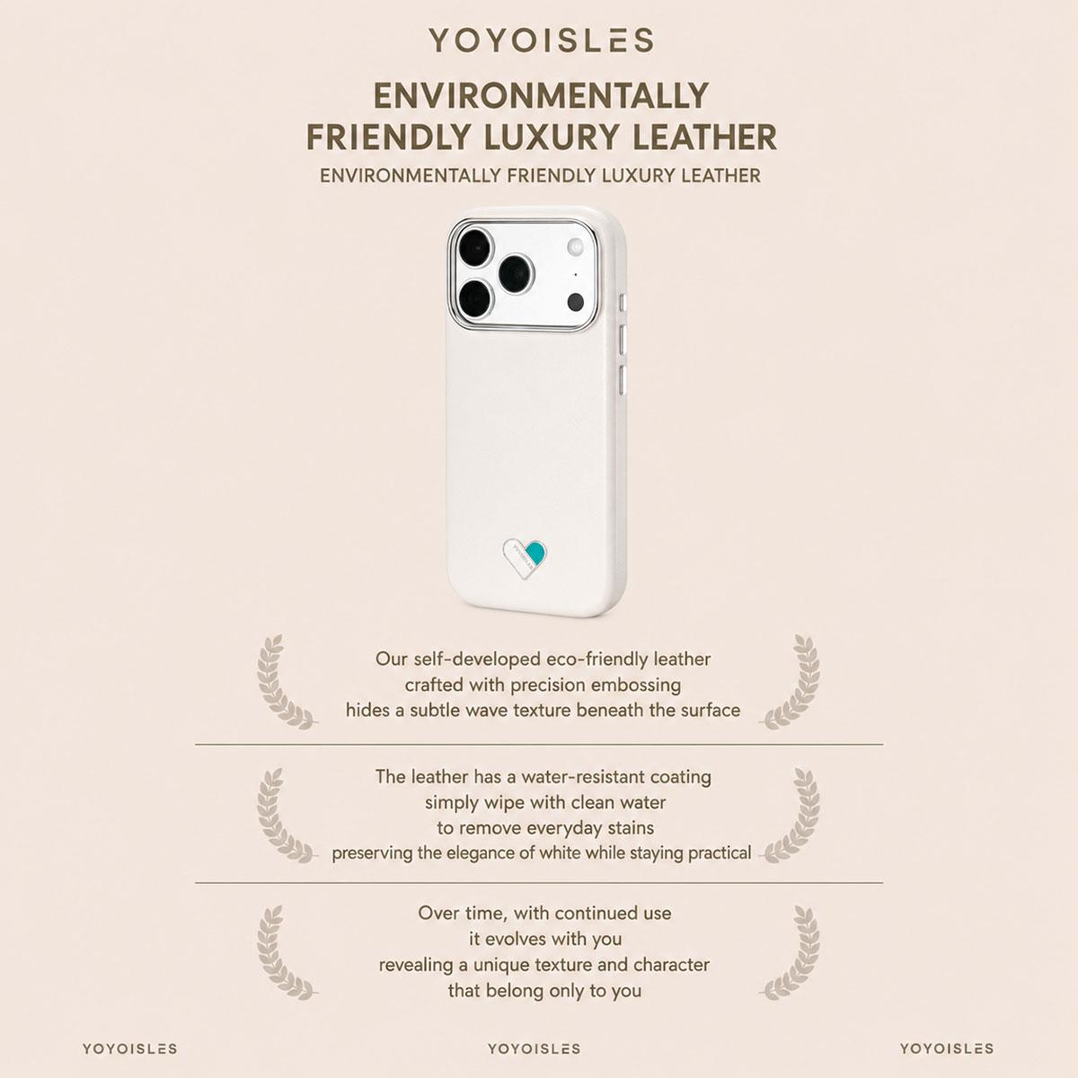 For iPhone 16 Pro YOYOISLES Heart Island Series Electroplated PC Hybrid PU Phone Case - White - EDA009821002A