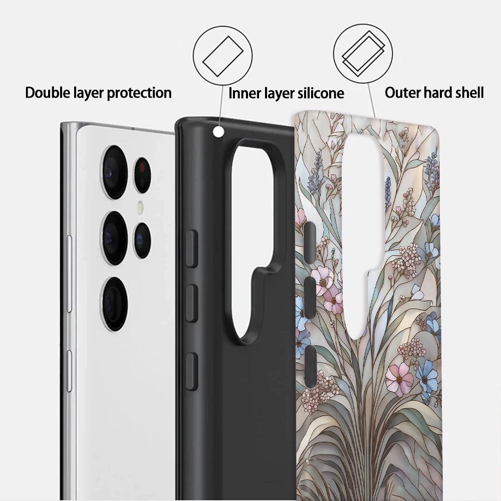 For Galaxy S26+ 5G Colorful Romantic Art Floral Phone Case - Purple Flowers Grass - EDA009822201D