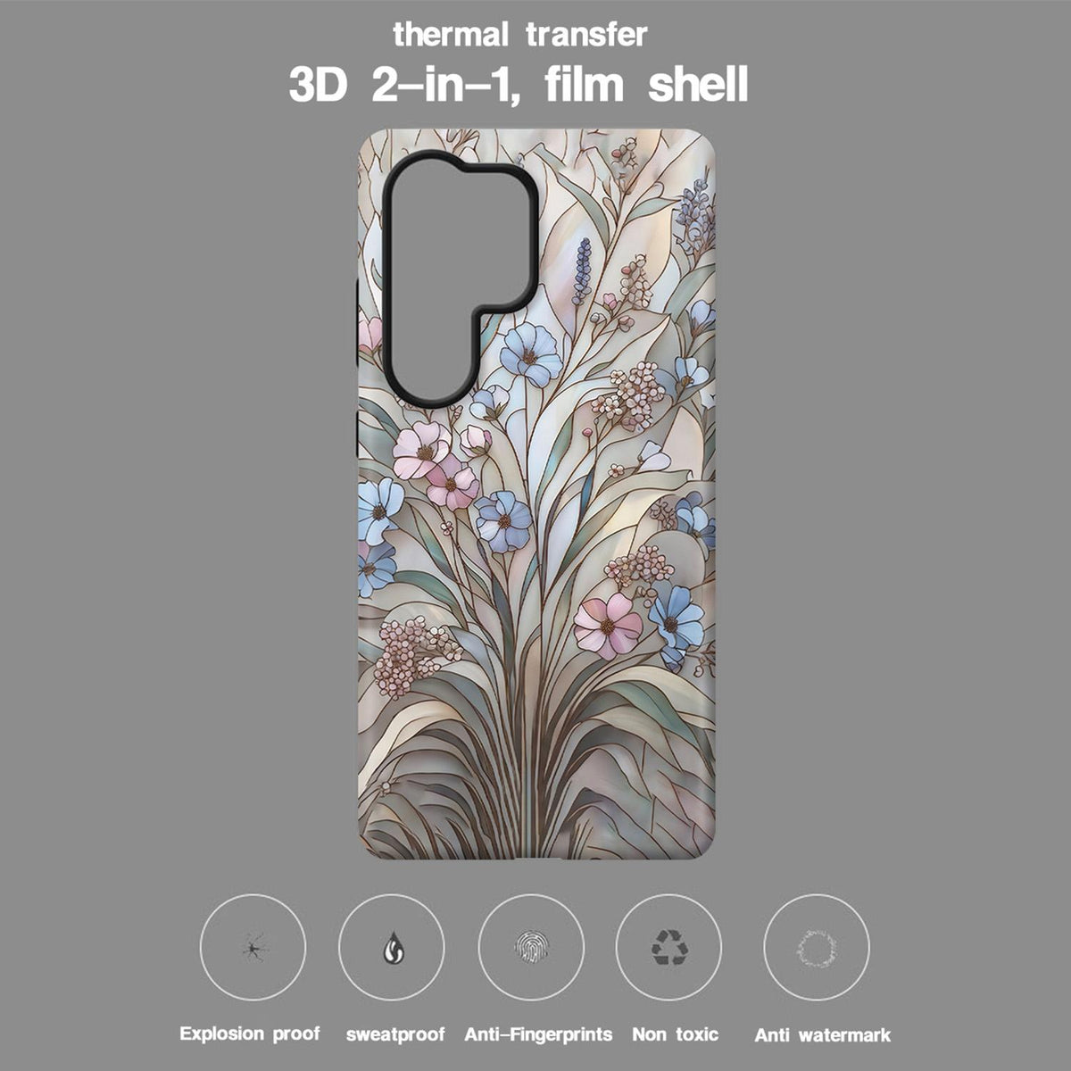 For Galaxy S26+ 5G Colorful Romantic Art Floral Phone Case - Purple Flowers Grass - EDA009822201D