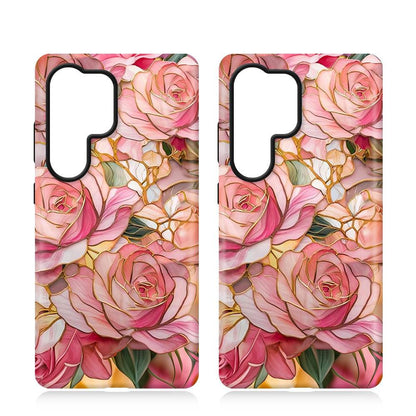 For Galaxy S26+ 5G Colorful Romantic Art Floral Phone Case - Pink Rose - EDA009822201F