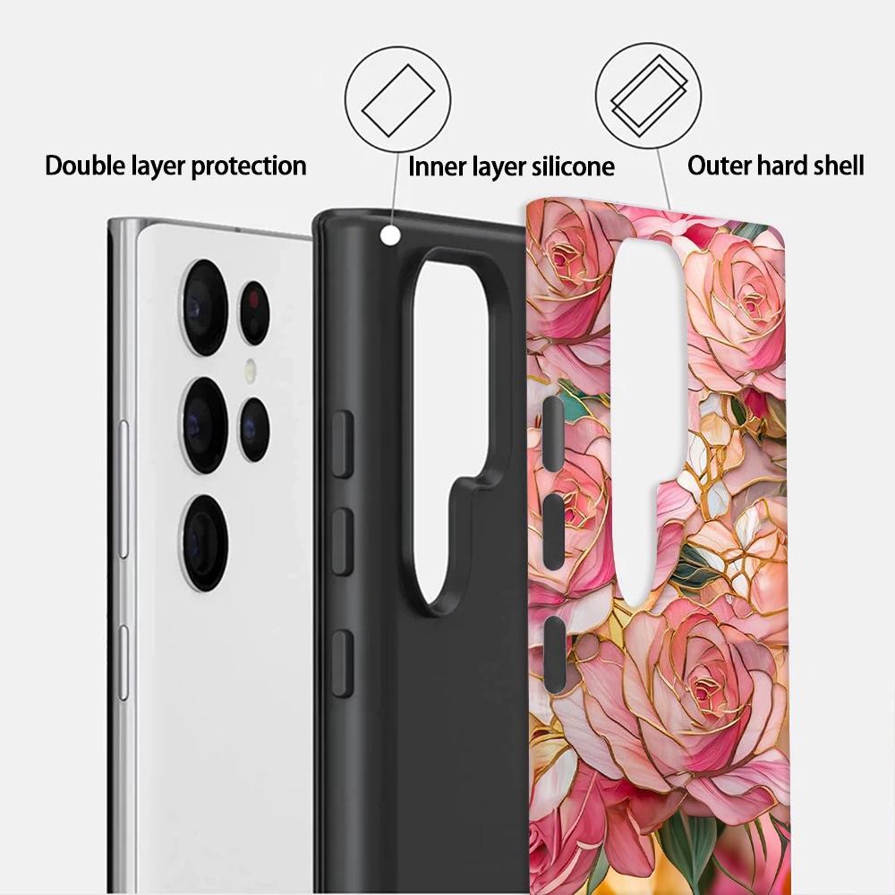 For Galaxy S26+ 5G Colorful Romantic Art Floral Phone Case - Pink Rose - EDA009822201F