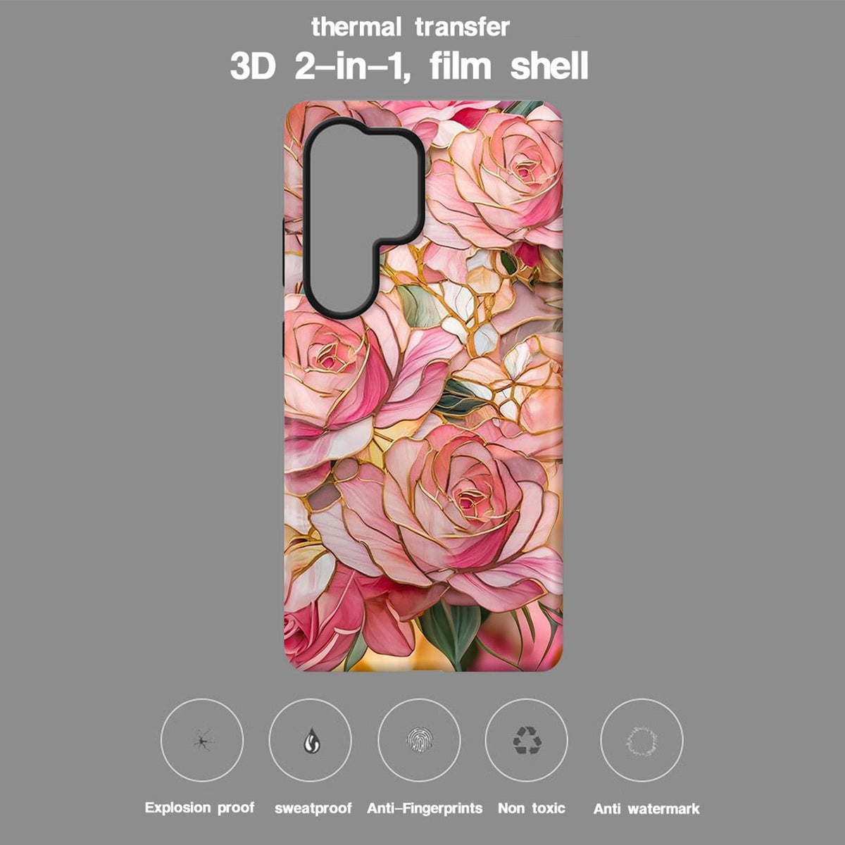 For Galaxy S26+ 5G Colorful Romantic Art Floral Phone Case - Pink Rose - EDA009822201F