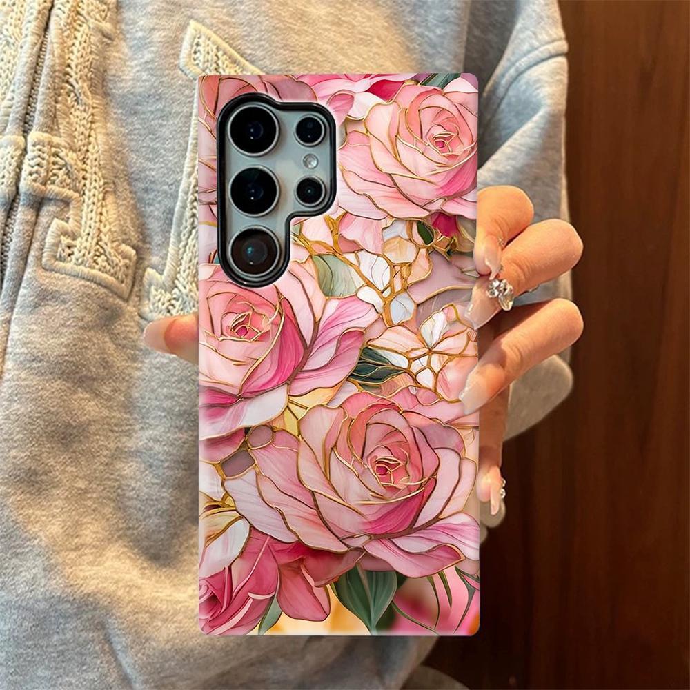 For Galaxy S26+ 5G Colorful Romantic Art Floral Phone Case - Pink Rose - EDA009822201F