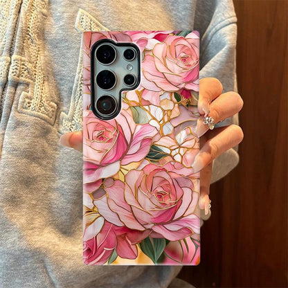 For Galaxy S26+ 5G Colorful Romantic Art Floral Phone Case - Pink Rose - EDA009822201F