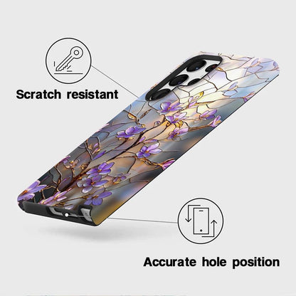 For Galaxy S26+ 5G Colorful Romantic Art Floral Phone Case - Purple Flower Branches - EDA009822201G