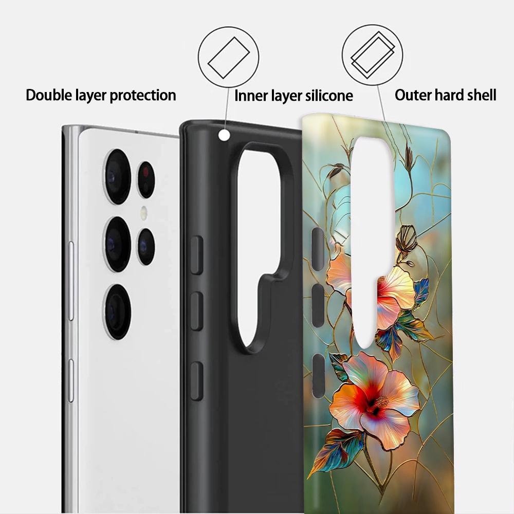 For Galaxy S23 5G Colorful Romantic Art Floral Phone Case - Hibiscus - EDA009822211A