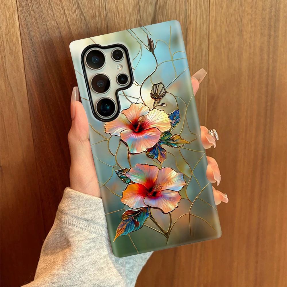 For Galaxy S23 5G Colorful Romantic Art Floral Phone Case - Hibiscus - EDA009822211A