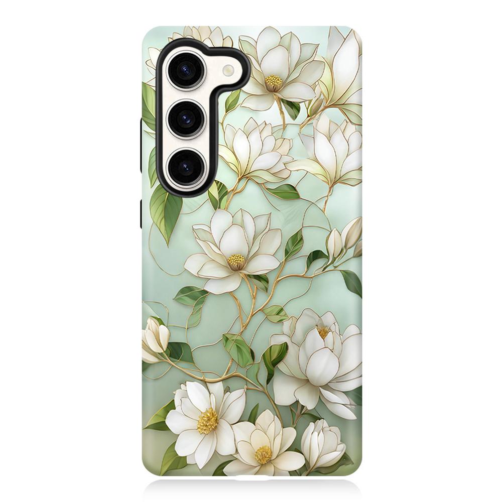 For Galaxy S23 5G Colorful Romantic Art Floral Phone Case - Pear Blossom - EDA009822211B