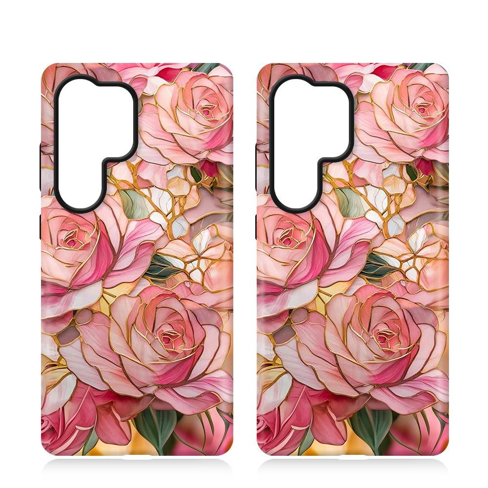 For Galaxy S23 5G Colorful Romantic Art Floral Phone Case - Pink Rose - EDA009822211F