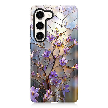 For Galaxy S23 5G Colorful Romantic Art Floral Phone Case - Purple Flower Branches - EDA009822211G