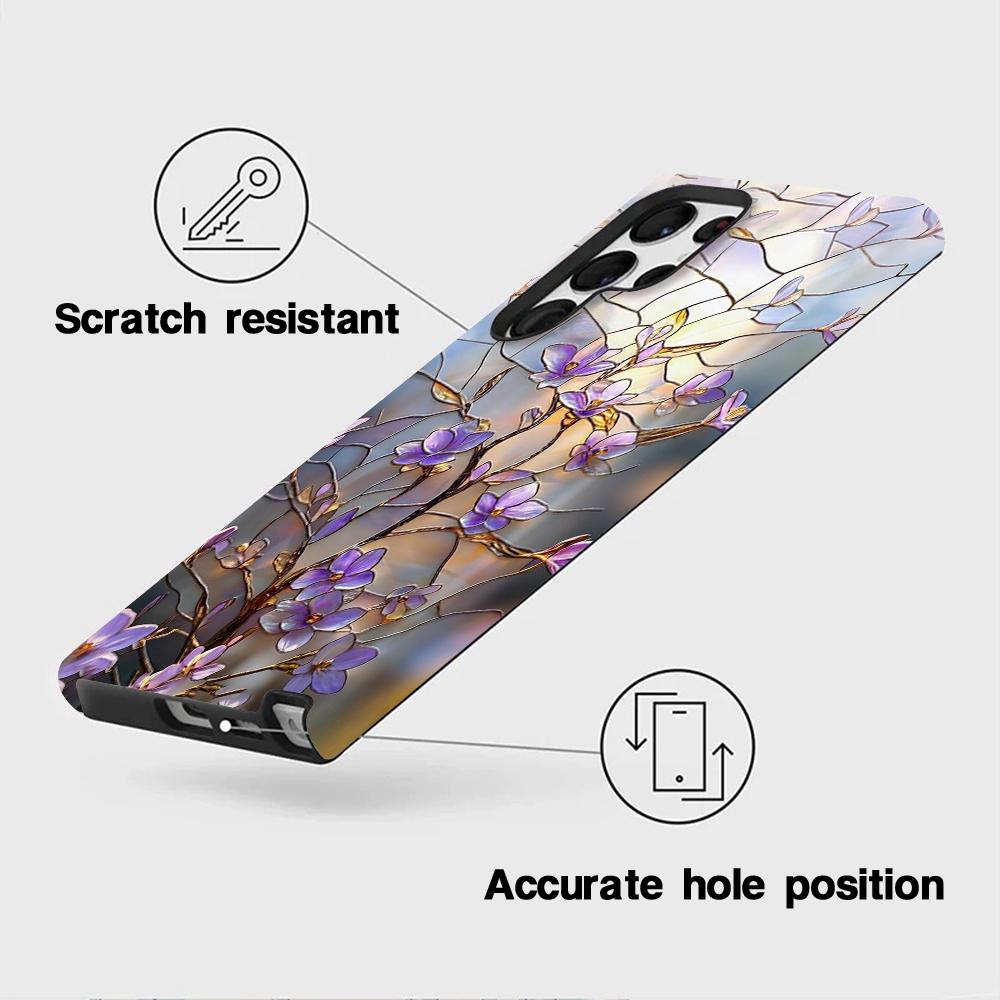 For Galaxy S23 5G Colorful Romantic Art Floral Phone Case - Purple Flower Branches - EDA009822211G