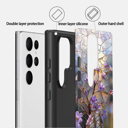 For Galaxy S23 5G Colorful Romantic Art Floral Phone Case - Purple Flower Branches - EDA009822211G