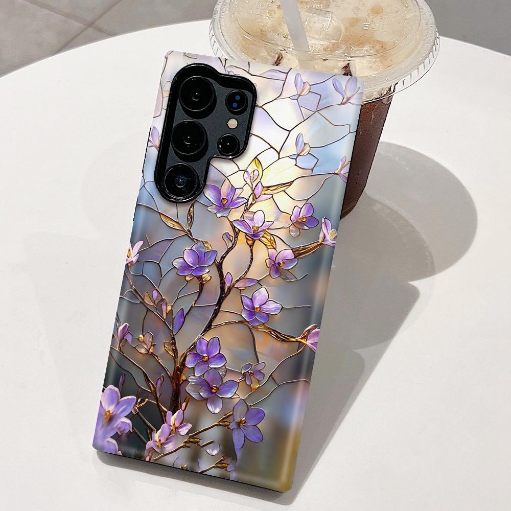For Galaxy S23 5G Colorful Romantic Art Floral Phone Case - Purple Flower Branches - EDA009822211G