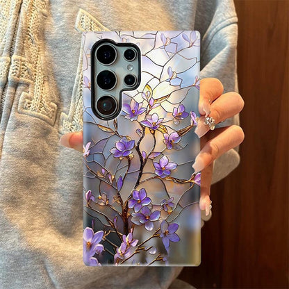 For Galaxy S23 5G Colorful Romantic Art Floral Phone Case - Purple Flower Branches - EDA009822211G