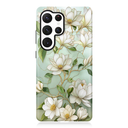 For Galaxy S22 Ultra 5G Colorful Romantic Art Floral Phone Case - Pear Blossom - EDA009822215B