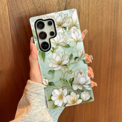 For Galaxy S22 Ultra 5G Colorful Romantic Art Floral Phone Case - Pear Blossom - EDA009822215B