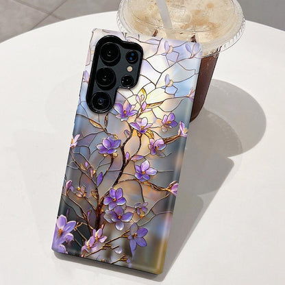 For Galaxy S22 Ultra 5G Colorful Romantic Art Floral Phone Case - Purple Flower Branches - EDA009822215G