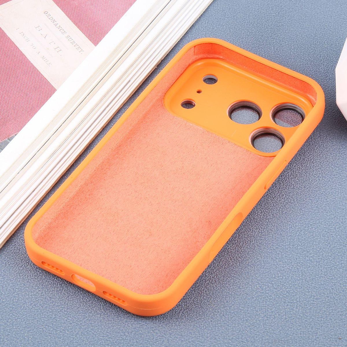 For iPhone 17 Pro Large Window Magnetic Holder Liquid Silicone Phone Case - Orange - EDA009822502B