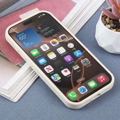 For iPhone 17 Pro Large Window Magnetic Holder Liquid Silicone Phone Case - White - EDA009822502C