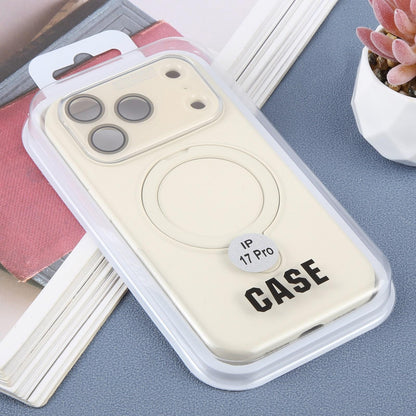 For iPhone 17 Pro Large Window Magnetic Holder Liquid Silicone Phone Case - White - EDA009822502C