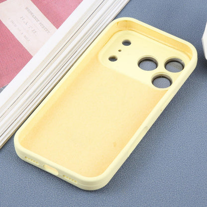 For iPhone 17 Pro Large Window Magnetic Holder Liquid Silicone Phone Case - Yellow - EDA009822502D