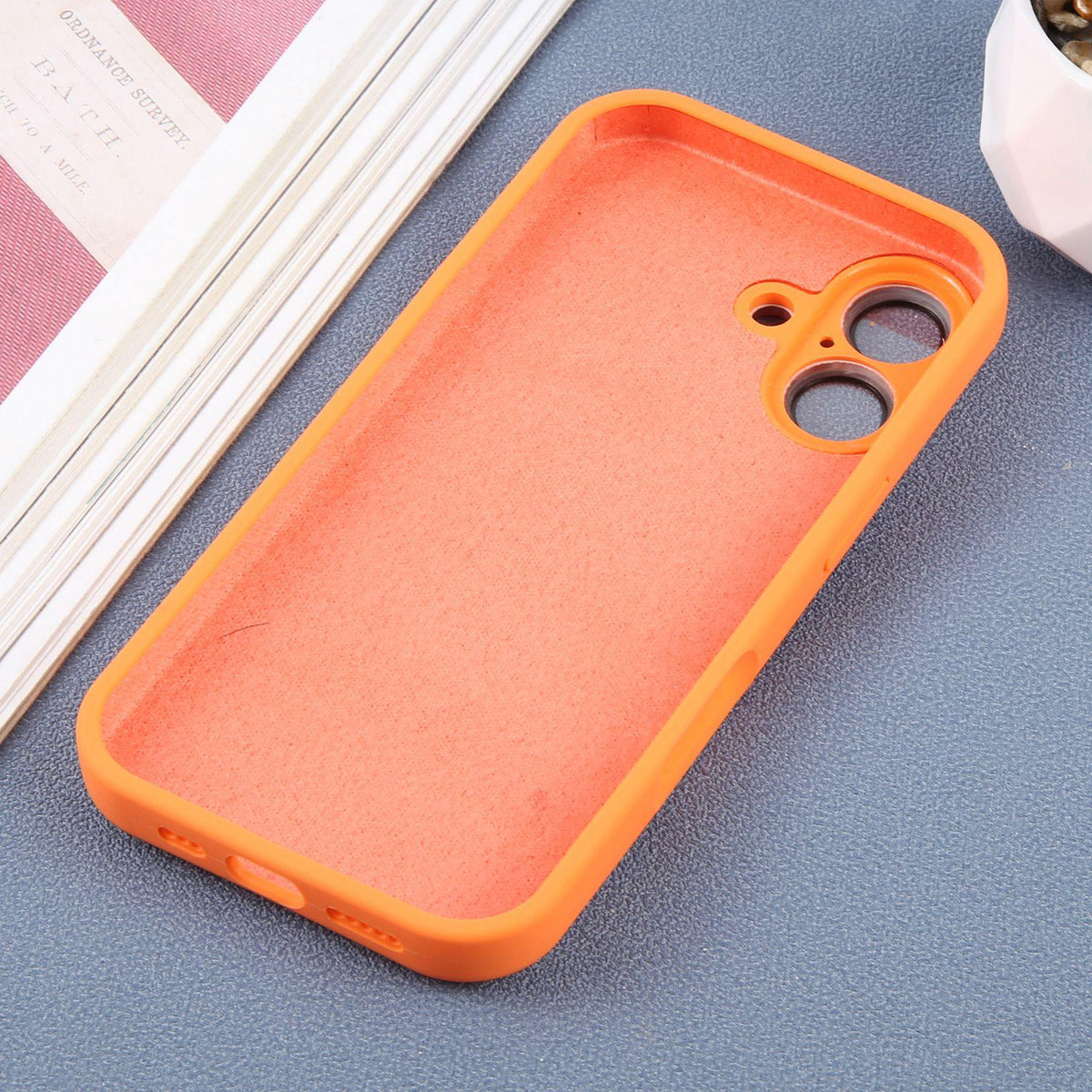 For iPhone 17 Large Window Magnetic Holder Liquid Silicone Phone Case - Orange - EDA009822503B