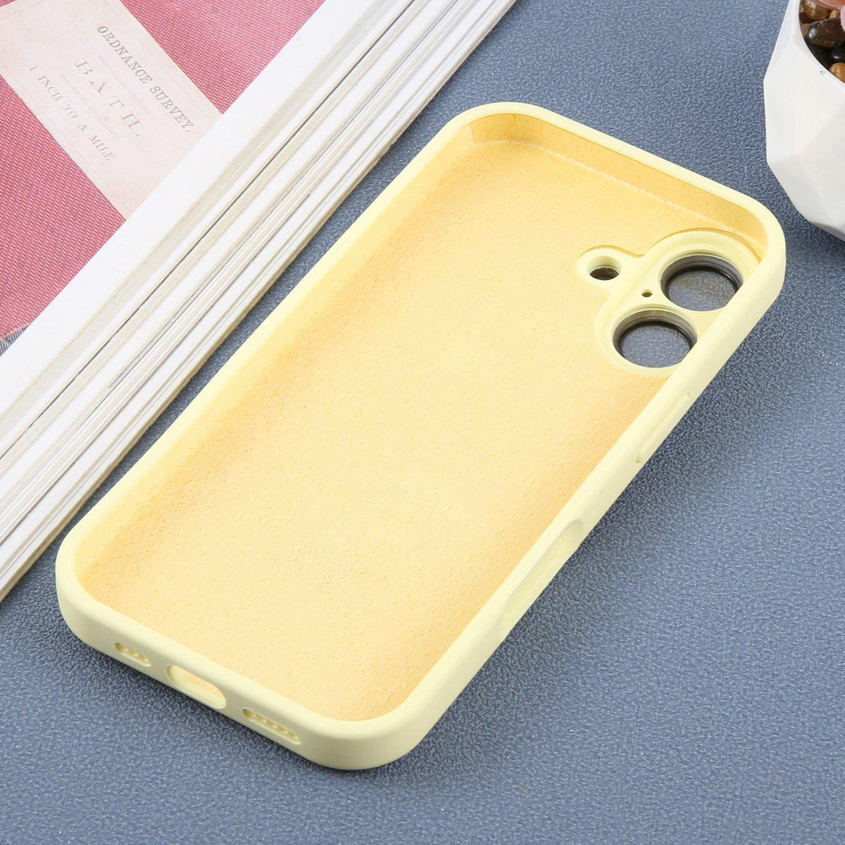 For iPhone 17 Large Window Magnetic Holder Liquid Silicone Phone Case - Yellow - EDA009822503D
