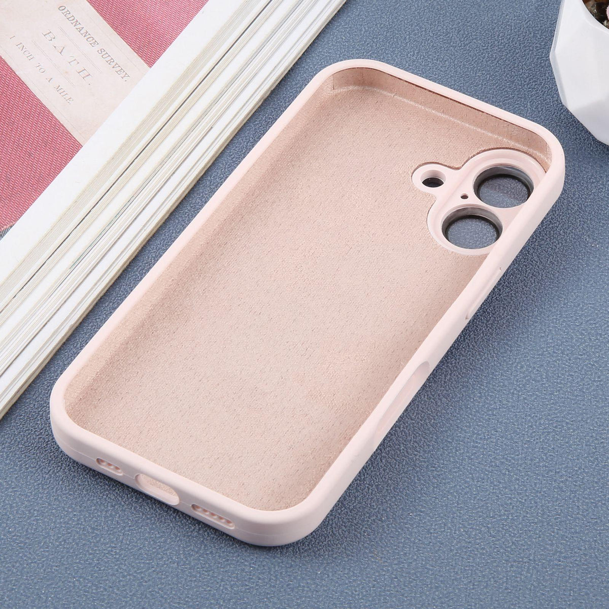 For iPhone 17 Large Window Magnetic Holder Liquid Silicone Phone Case - Pink - EDA009822503F