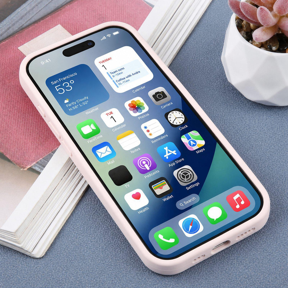 For iPhone 17 Large Window Magnetic Holder Liquid Silicone Phone Case - Pink - EDA009822503F