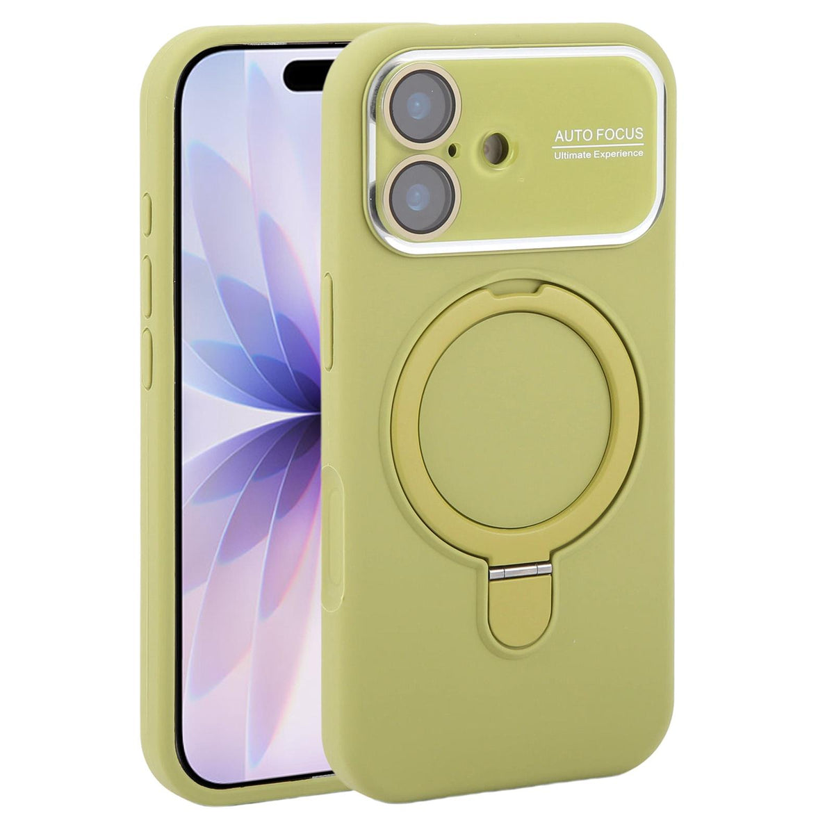 For iPhone 17 Large Window Magnetic Holder Liquid Silicone Phone Case - Green - EDA009822503G