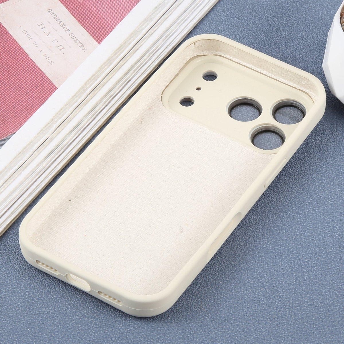 For iPhone Air Large Window Magnetic Holder Liquid Silicone Phone Case - White - EDA009822504C