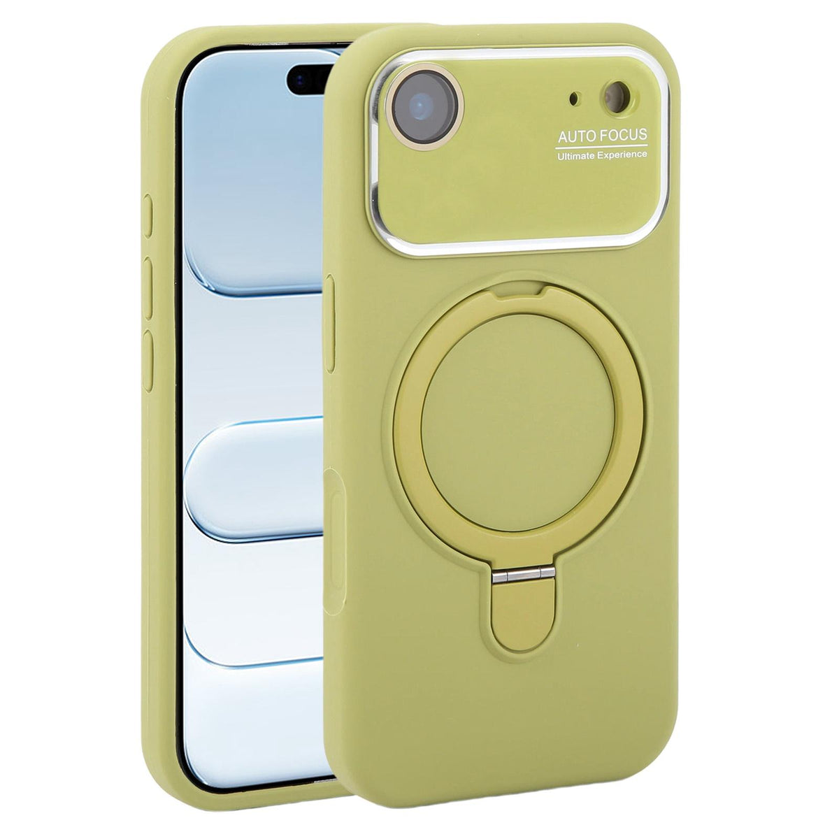 For iPhone Air Large Window Magnetic Holder Liquid Silicone Phone Case - Green - EDA009822504G