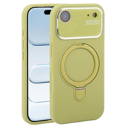 For iPhone Air Large Window Magnetic Holder Liquid Silicone Phone Case - Green - EDA009822504G