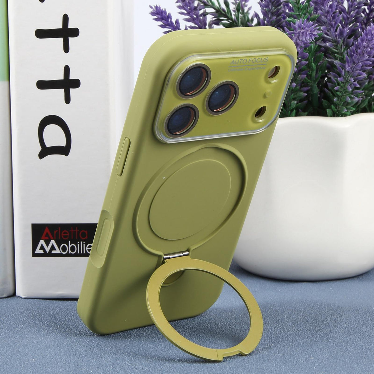 For iPhone Air Large Window Magnetic Holder Liquid Silicone Phone Case - Green - EDA009822504G
